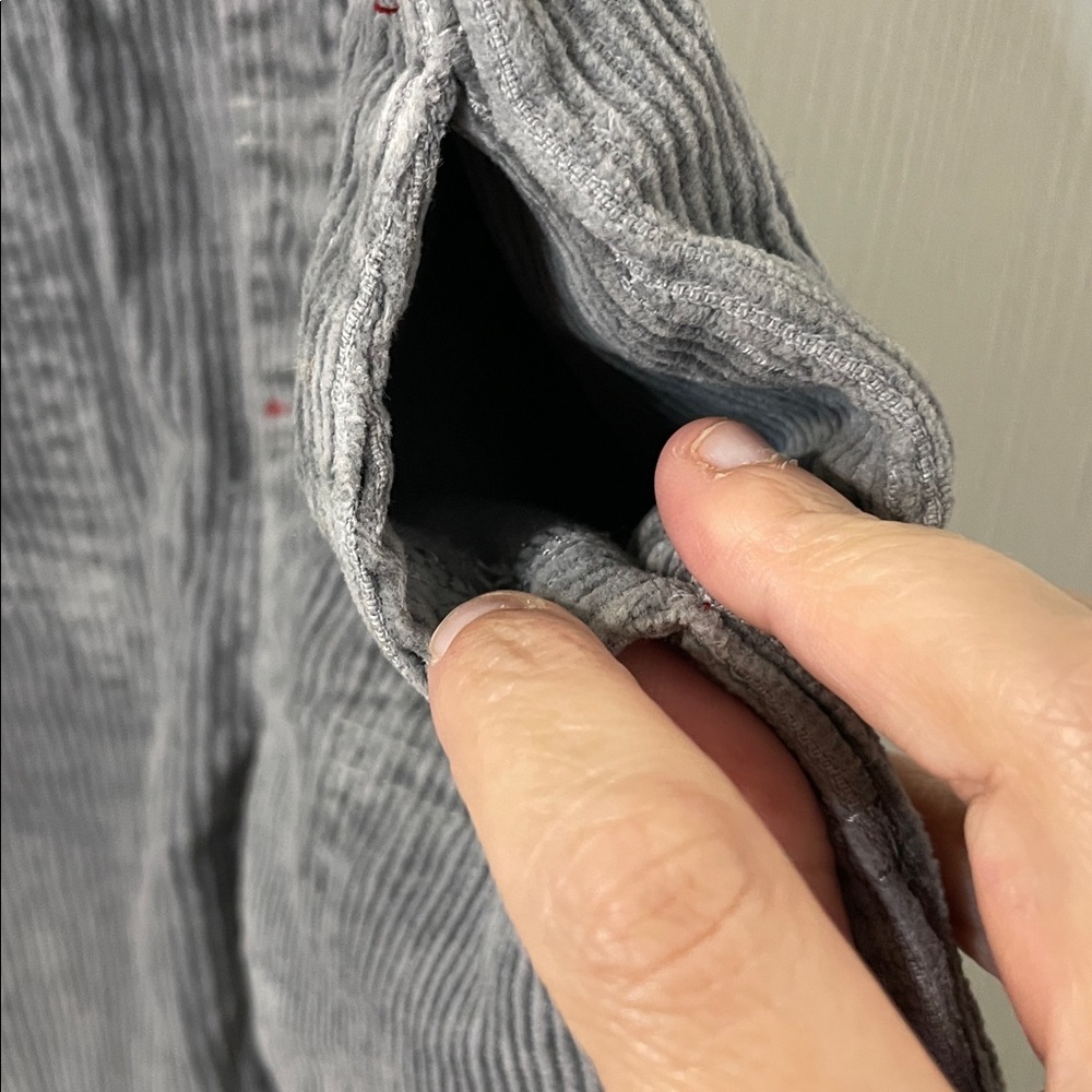 Thomas & Friends Like New Corduroy Gray Overall Bibs Train Embroidery Size 12 Mo - Picture 4 of 9